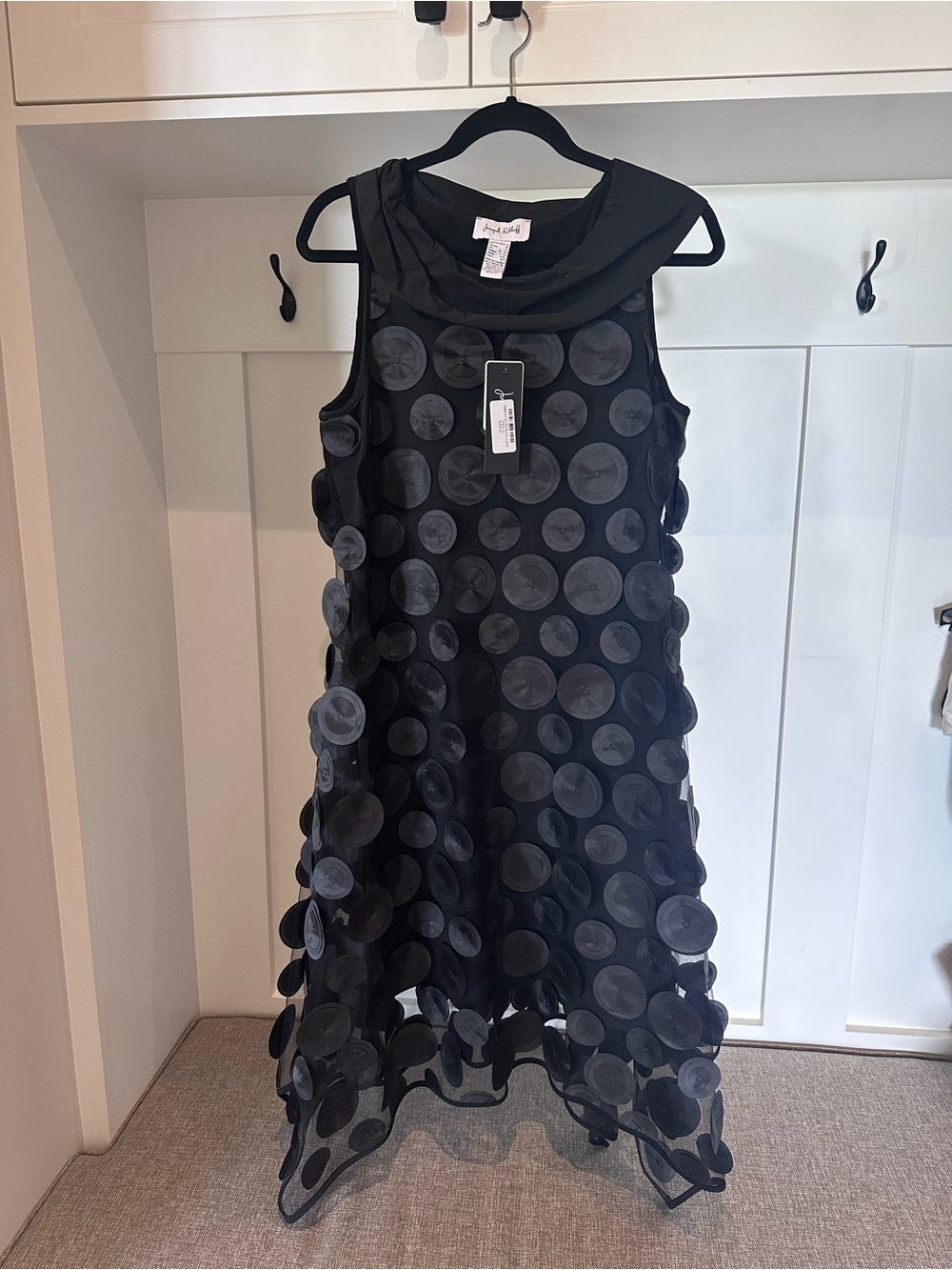 Joseph Ribkoff Black Midi Dress with Circular Appliqués - Picture 2 of 10